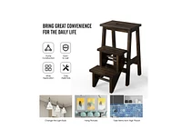 Slickblue 3-in-1 Rubber Wood Step Stool with Convenient Handle For Home