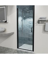 Streamdale Furniture 32 In. To 33-3/8 In. X 72 In Semi-Frameless Pivot Shower Door In Matte Black With Clear Glass