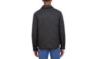 Hfx Men's Reversible Quilted Shirt Jacket Shacket with Plaid Fleece Lining