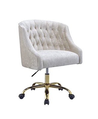 Simplie Fun Levian Office Chair in Vintage Cream Velvet & Gold