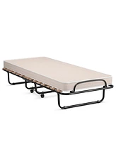 Slickblue Portable Folding Bed with Memory Foam Mattress and Sturdy Metal Frame Made Italy