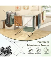 Slickblue Folding Clothes Drying Rack with Adjustable Wings for Indoor and Outdoor Use