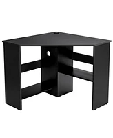 Slickblue Corner Computer Desk Triangle Writing Workstation with Storage Shelf