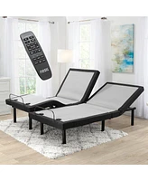 Clara Clark Adjustable Head & Foot Zero Gravity Massage Bed Base - with Wireless Remote, Usb Ports, Led Light - Split King