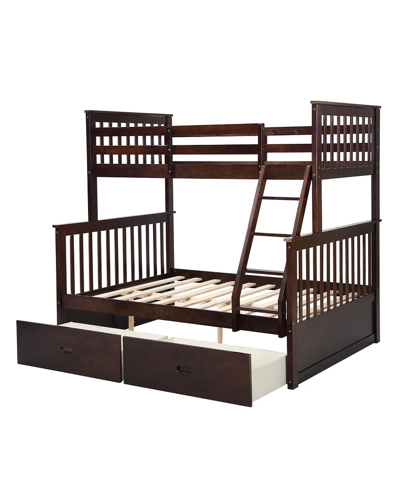 Simplie Fun Twin Over Full Stairway Bunk Bed Expresso