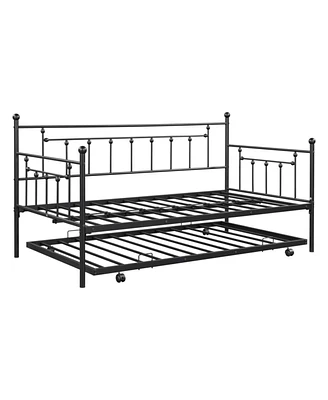 Simplie Fun Vintage Metal Twin Daybed with Trundle