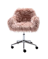 Simplie Fun Modern Faux Fur Home Office Chair, Fluffy Chair For Girls