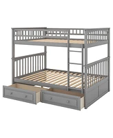 Streamdale Furniture Full Over Full Bunk Bed With Drawers, Convertible Beds