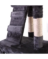 Simplie Fun Spacious Cat Tree with Cozy Condo, Scratching Posts, Toys, and Perch