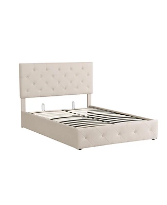 Simplie Fun Full Size Upholstered Platform Bed With A Hydraulic Storage System