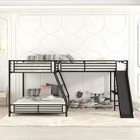 Streamdale Furniture L-Shaped Twin Over Full Bunk Bed With Twin Size Loft Bed, Built-In Desk And Slide