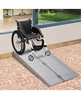 Homcom Wheelchair Ramp 4FT, Folding Aluminum Threshold Ramp with Non-Slip Surface, Transition Plates, 600lbs Weight Capacity, Handicap Ramp for Home,