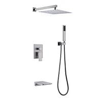 Streamdale Furniture Wall Mounted Square Rainfall Pressure Balanced Complete Shower System With Rough-In Valve