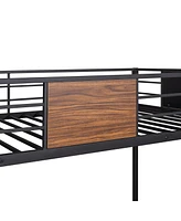 Streamdale Furniture Twin-Over-Full Bunk Bed Modern Style Steel Frame Bunk Bed With Safety Rail, Built-In Ladder