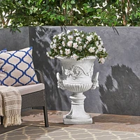 Elegant Faux-Stone Square Planter with Drainage Hole and Stopper
