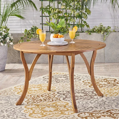 Stylish Acacia Wood Circular Patio Table with Smooth Leg Design