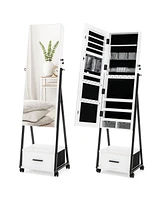 Slickblue Jewelry Cabinet with Full Length Mirror-White