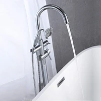 Streamdale Furniture Freestanding Tub Filler Bathtub Faucet Chrome With Hand Held Shower Floor-Mount