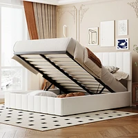 Streamdale Furniture Queen Size Upholstered Platform Bed With A Hydraulic Storage System