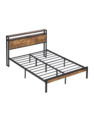 Simplie Fun Metal Platform Bed with Usb, Storage & Easy Assembly