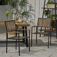 Modern Industrial Acacia Wood Dining Chairs (Set of 2)