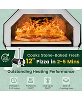 Slickblue Outdoor Pizza Oven with Pizza Stone and Foldable Legs for Camping-Black