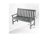 Slickblue 52 Inch All-Weather Hdpe Outdoor Bench with Backrest and Armrests