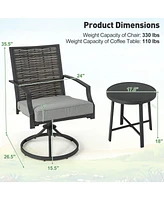 Slickblue 3 Piece Patio Swivel Chair Set with Soft Seat Cushions for Backyard