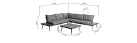 Streamdale Furniture Durable Eucalyptus Wood & Aluminum Norfolk Sofa with Ventilated Mesh Backrests