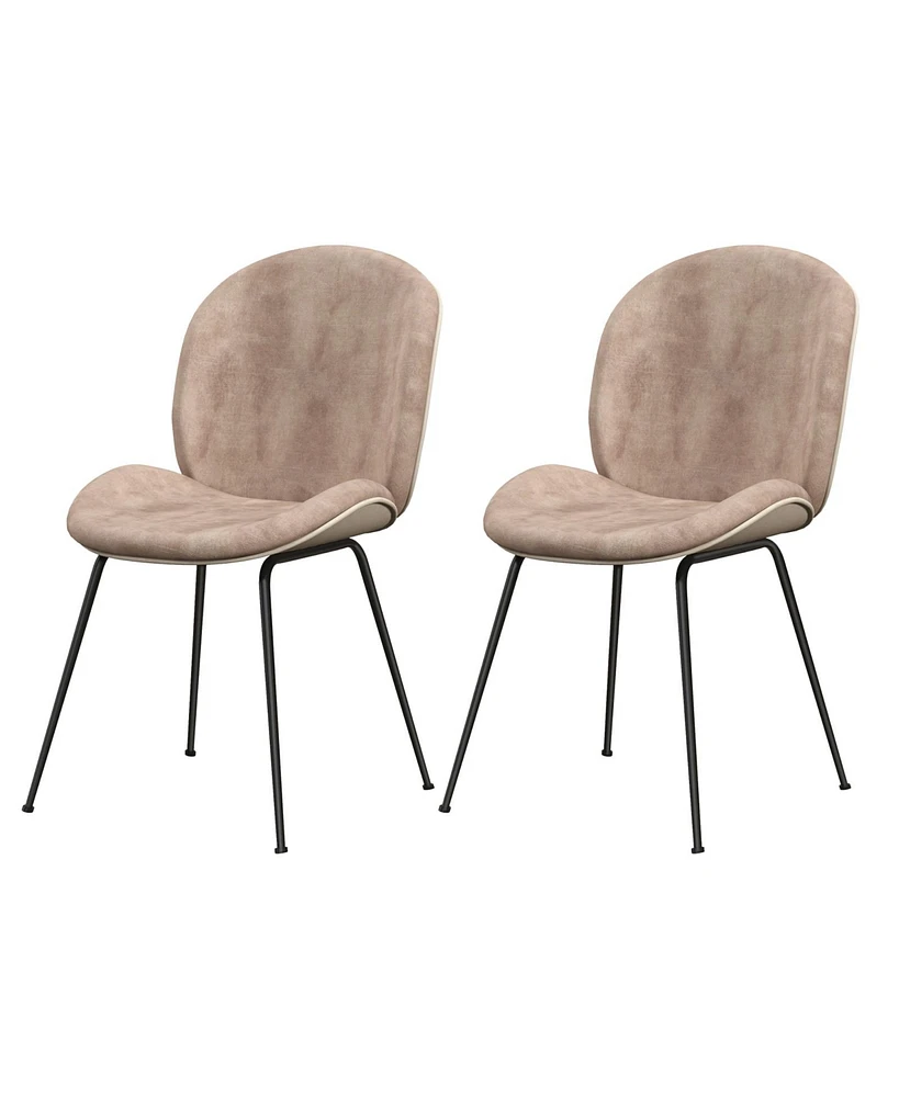 Slickblue Set of 2 Armless Dining Chairs with Metal Base and Padded Seat-Coffee