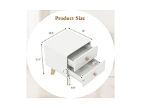 Slickblue Nightstand with 2 Drawers Solid Rubber Wood Legs