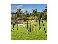 Slickblue 7-in-1 Stable A-shaped Outdoor Swing Set for Backyard