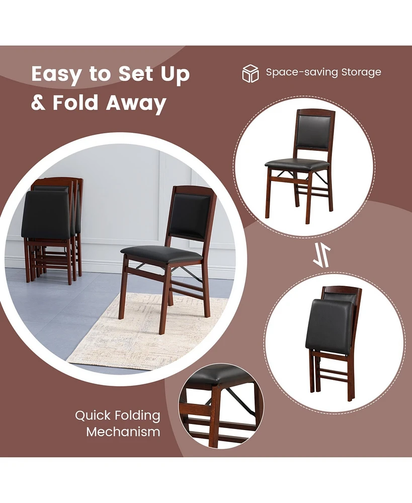 Slickblue Set of 2 Folding Dining Chairs with Padded Seat and High Backrest