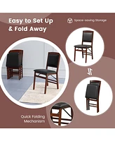 Slickblue Set of 2 Folding Dining Chairs with Padded Seat and High Backrest