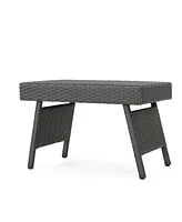 Charming Transitional Faux Rattan Wicker Accent Table
