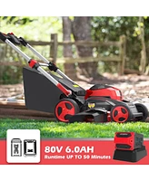 Streamdale Furniture Black & Red 80V Brushless Cordless Self-Propelled Electric Lawn Mower