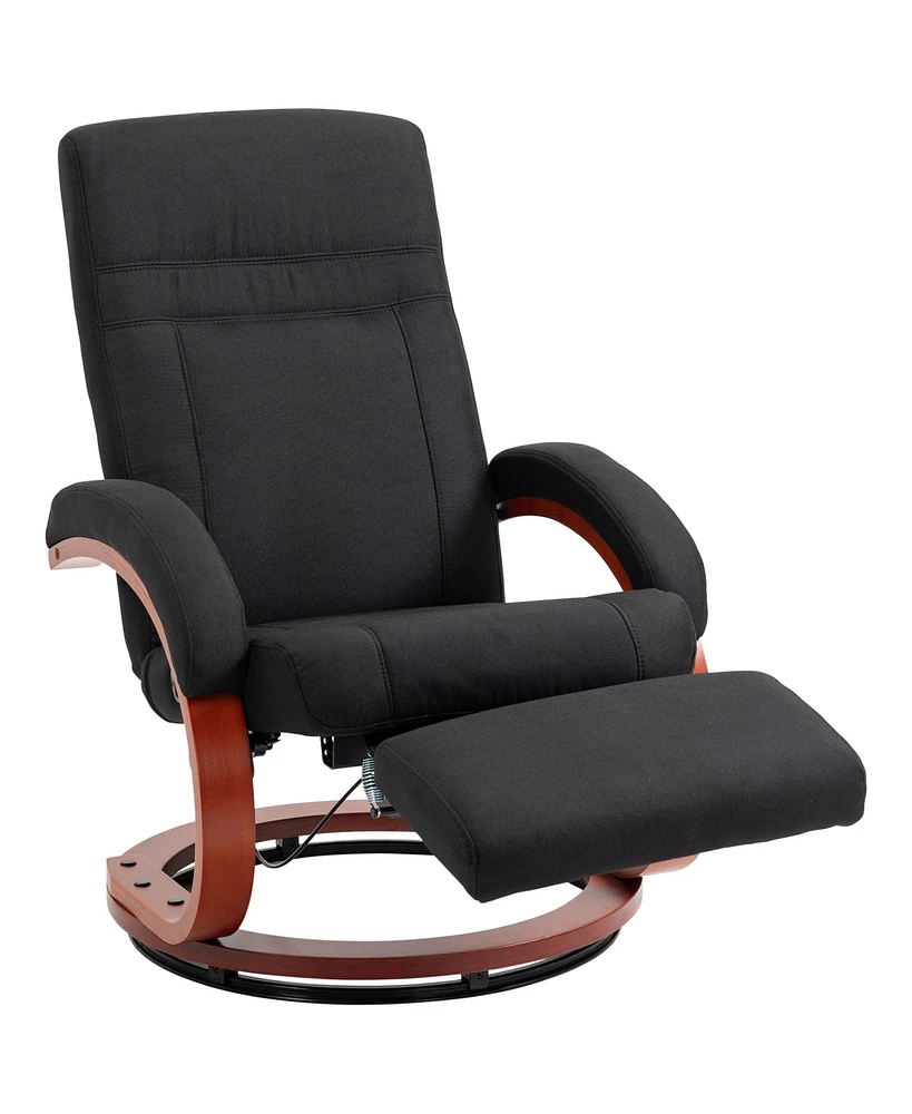 Homcom Adjustable Swivel Recliner Chair with Footrest Padded Arms Black