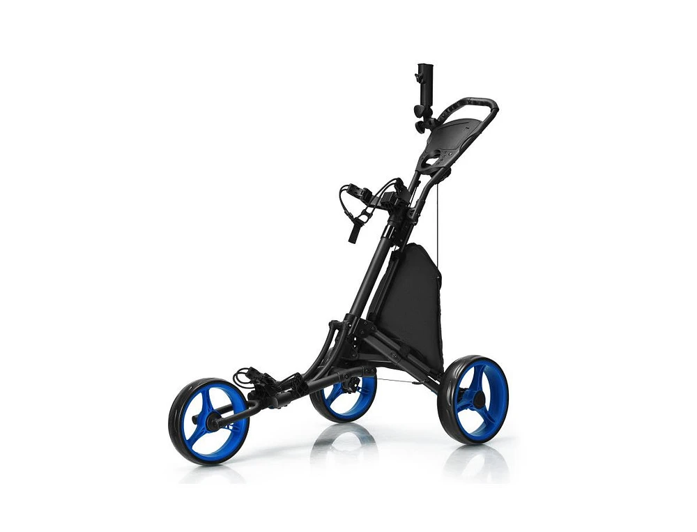 Slickblue Folding 3 Wheels Golf Push Cart with Bag Scoreboard Adjustable Handle