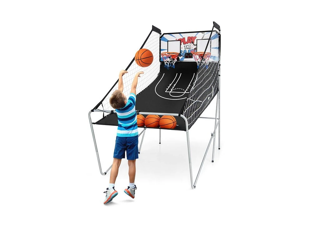 Slickblue Foldable Dual Shot Basketball Arcade Game with Electronic Scoring System