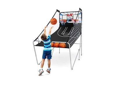 Slickblue Foldable Dual Shot Basketball Arcade Game with Electronic Scoring System