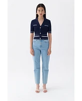 Nocturne Women's Short Sleeve Buttoned Knit Cardigan