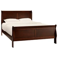 Classic Louis Philipe Style Full Bed Brown Cherry Finish 1 Piece Traditional Design Sleigh Bed