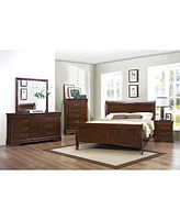 Streamdale Furniture Classic Louis Philipe Style Full Bed Brown Cherry Finish 1 Piece Traditional Design Sleigh Bed