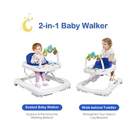 2-in-1 Foldable Baby Walker with Adjustable Heights