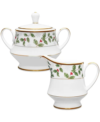 Noritake Holly Berry Gold Sugar Creamer Set