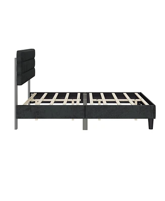 Simplie Fun Full Bed Frame with Headboard and Platform Support