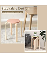 Slickblue Set of 4 Bentwood Stackable Stools Dining Stools with Round Tops