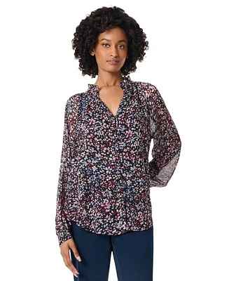 Jones New York Women's Printed Ruffled Peasant Top