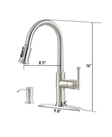 Mondawe Pull-out Kitchen Faucets Single Hole with Soap Dispenser