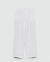 Mango Women's Darts Detail Linen Trousers